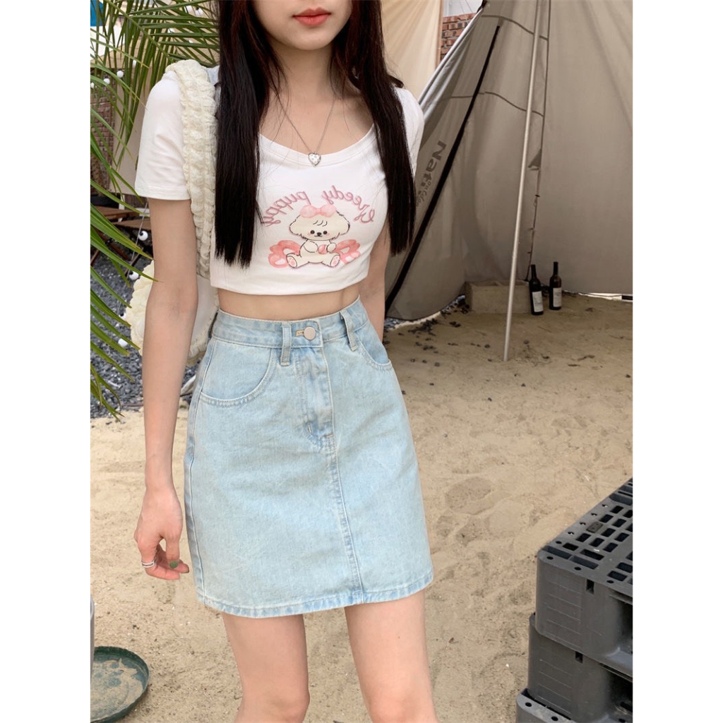 Chân Váy Ngắn Túi Thêu Hoa Dáng Chữ A Chất Jeans Denim Mềm Style Vintage Hàn Quốc Hottrend Phối Đồ Đi Chơi ĐI Học