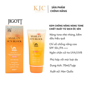 Kem chống nắng nâng tone kiềm dầu- Jigott Snail UV Sun Block