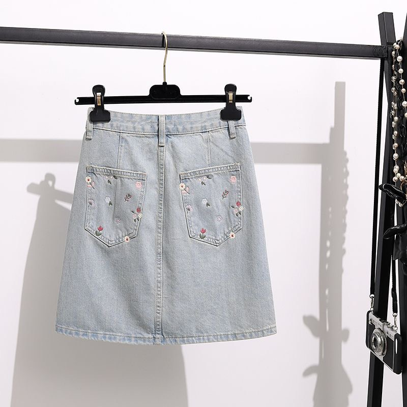 Chân Váy Ngắn Túi Thêu Hoa Dáng Chữ A Chất Jeans Denim Mềm Style Vintage Hàn Quốc Hottrend Phối Đồ Đi Chơi ĐI Học