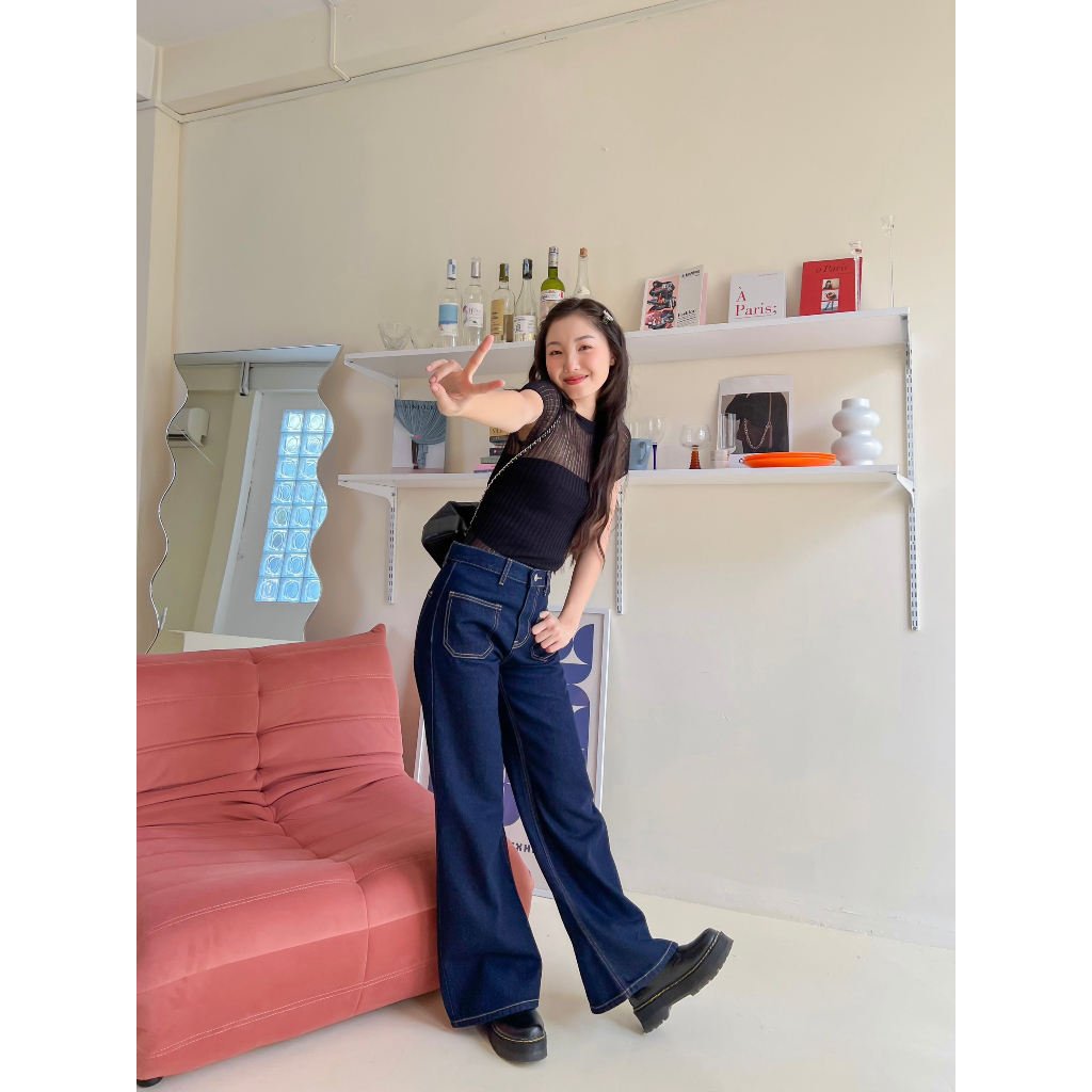 Áo thun len mỏng cổ tròn tay ngắn ABOLI TOP