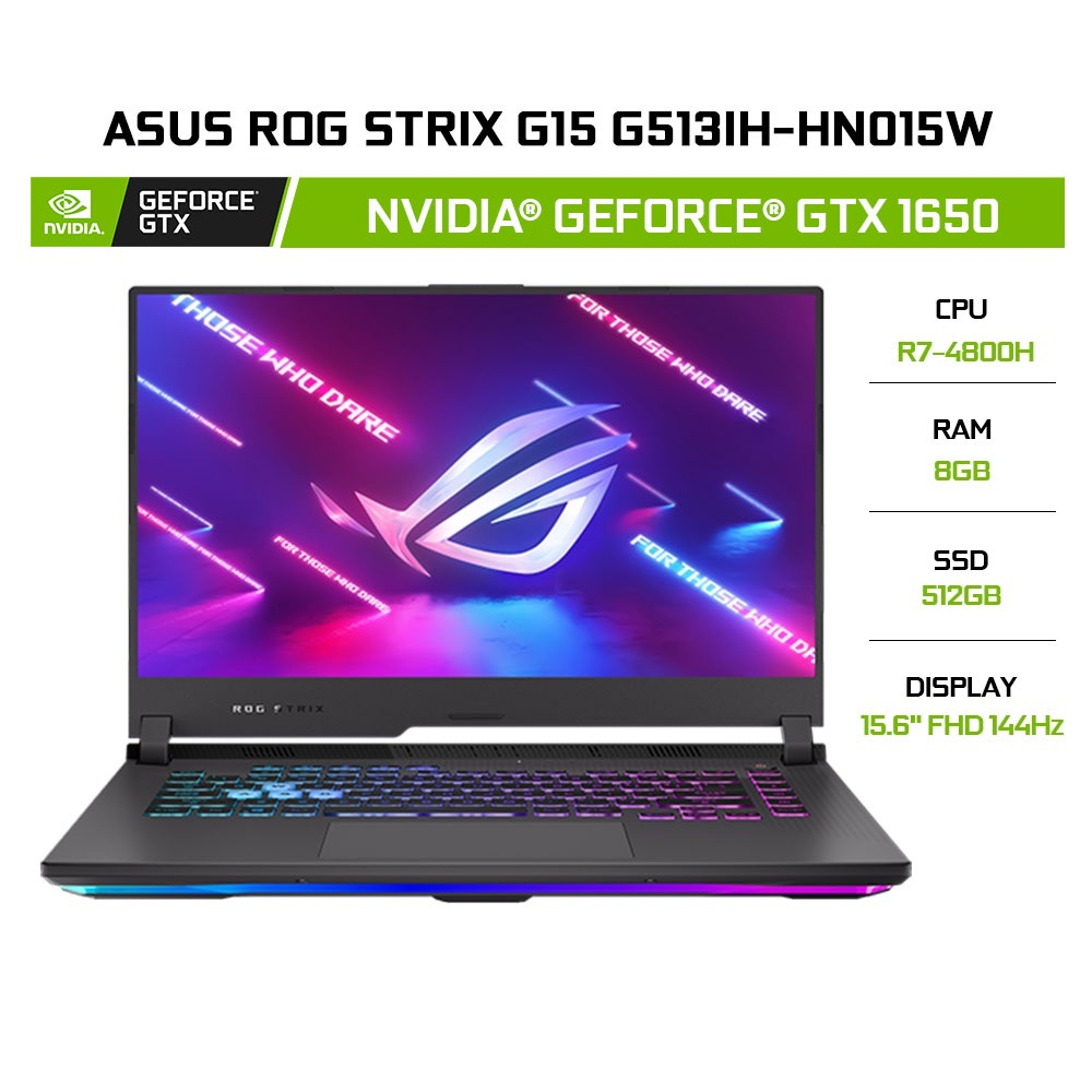 Laptop ASUS ROG Strix G15 G513H-HN015W R7-4800H8G512GGTX 1650 15.6' 144Hz