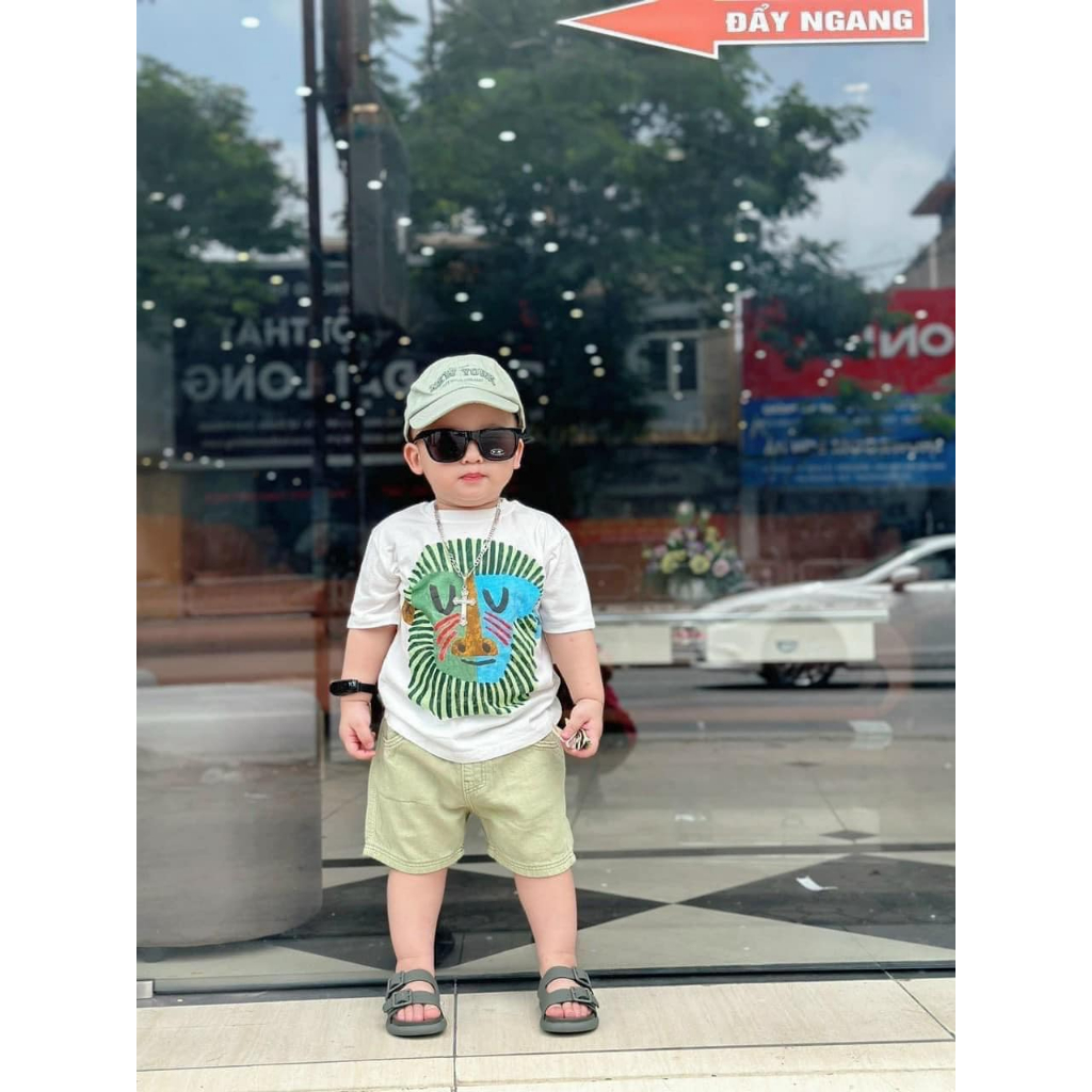 Bộ khỉ xanh kèm mũ cho bé trai size 8-28kg