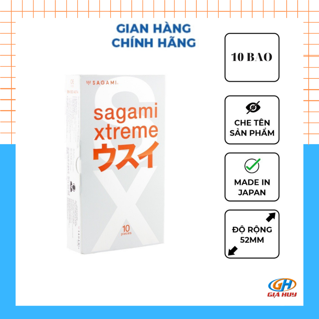 Bao cao su Sagami Xtreme - Superthin - bcs mỏng - kéo dài thời gian - 01 hộp cam