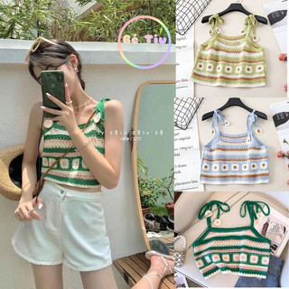 Áo 2 Dây Len Móc Thêu Hoa Họa Tiết Thổ Cẩm Dáng Ngắn Crotop Phối Đồ Đi Biển Mùa Hè 2023 Hottrend ĐI Chơi Style Vintage