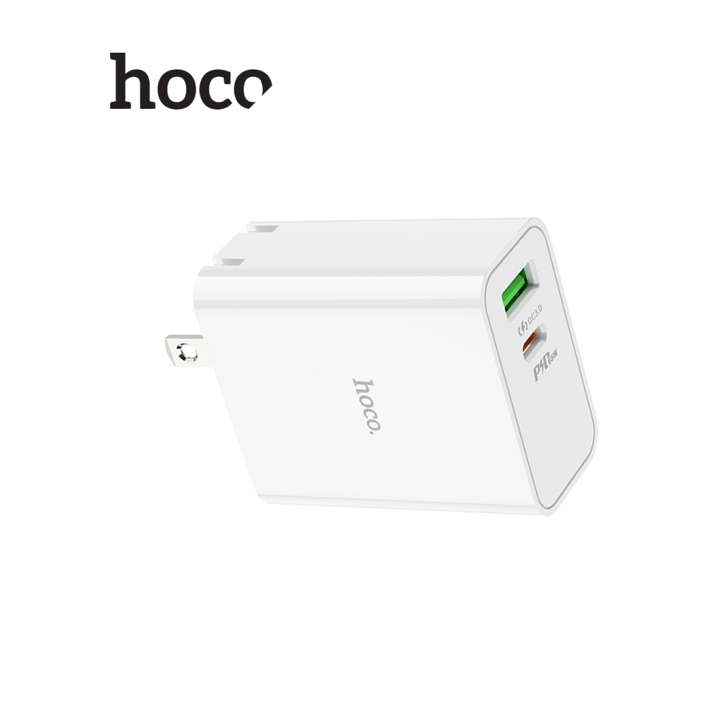 Củ sạc nhanh Hoco C113 (1 cổng USB + 1 cổng Type-C) hỗ trợ sạc nhanh PD65W chân dẹt gấp gọn