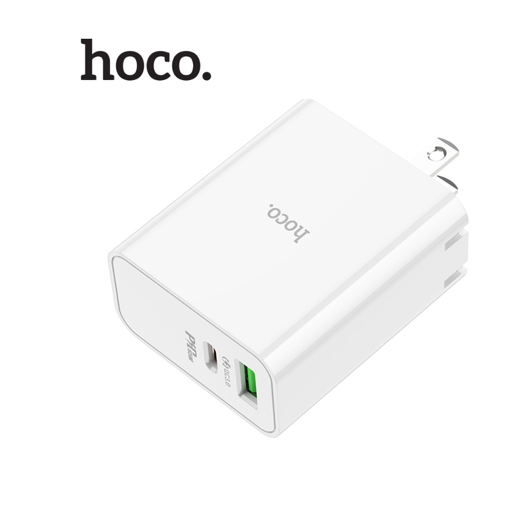 Củ sạc nhanh Hoco C113 (1 cổng USB + 1 cổng Type-C) hỗ trợ sạc nhanh PD65W chân dẹt gấp gọn