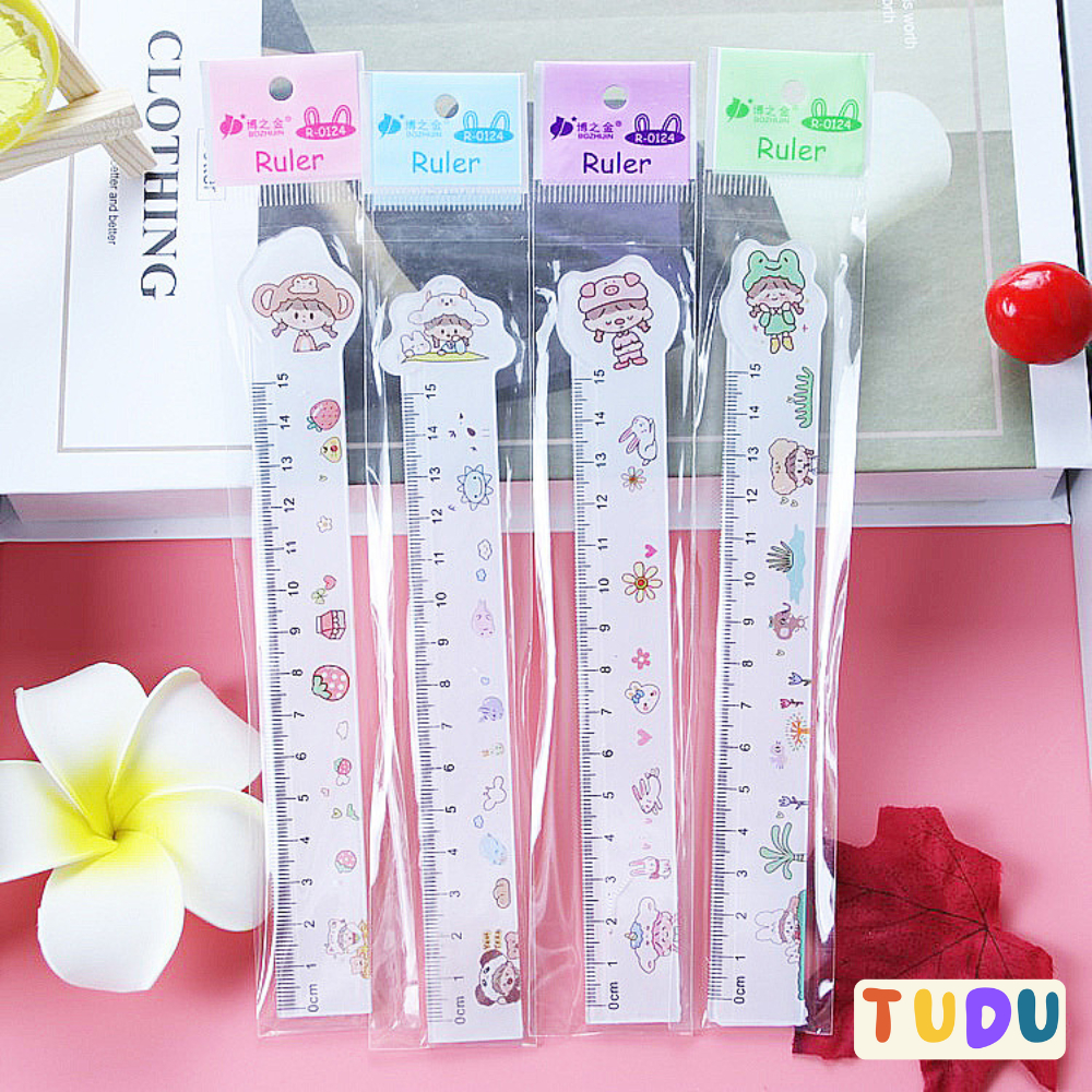 Thước kẻ học sinh TUDU cute dễ thương cho bé, thước kẻ cứng chiều dài 15cm bền đẹp dễ dùng