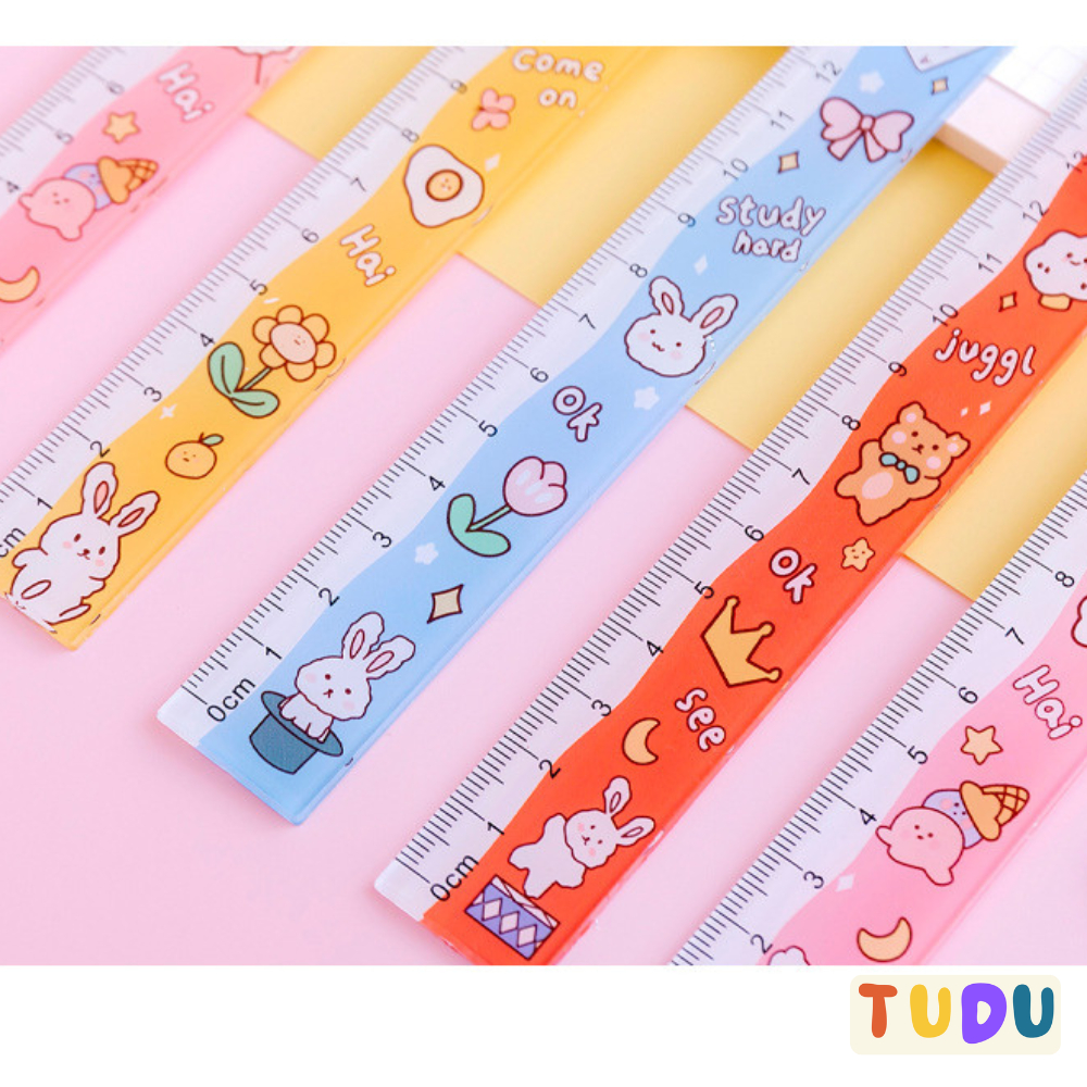 Thước kẻ học sinh TUDU cute dễ thương cho bé, thước kẻ cứng chiều dài 15cm bền đẹp dễ dùng