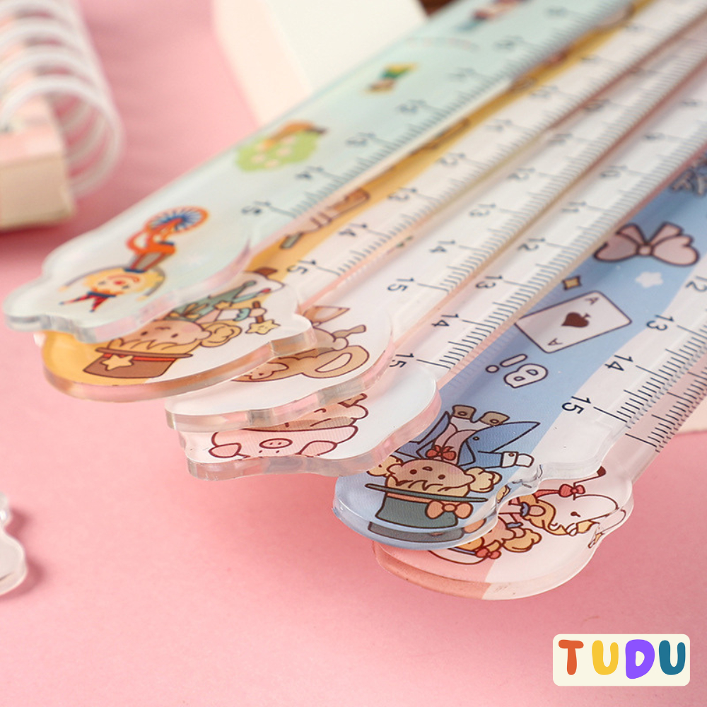 Thước kẻ học sinh TUDU cute dễ thương cho bé, thước kẻ cứng chiều dài 15cm bền đẹp dễ dùng