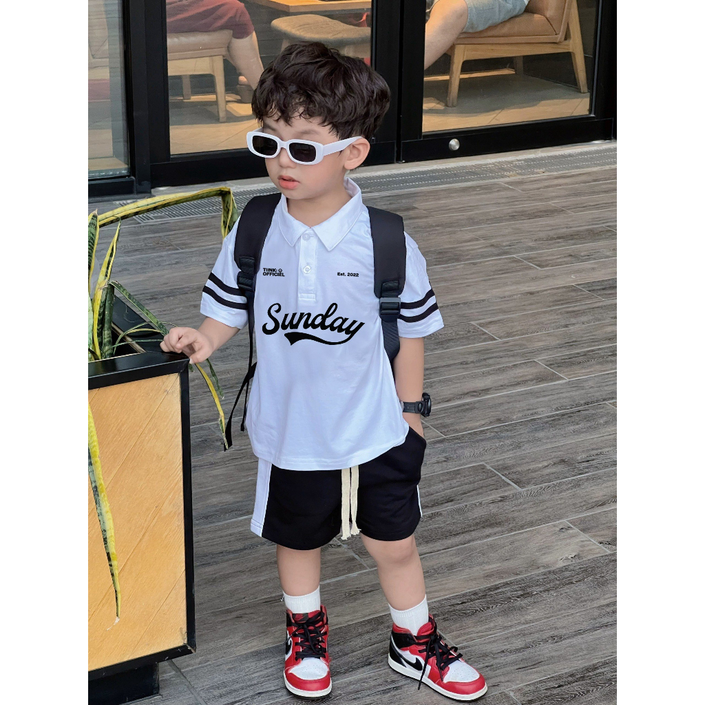 Áo polo Sunday Tay Sọc cho bé chất cotton co giãn 4 chiều