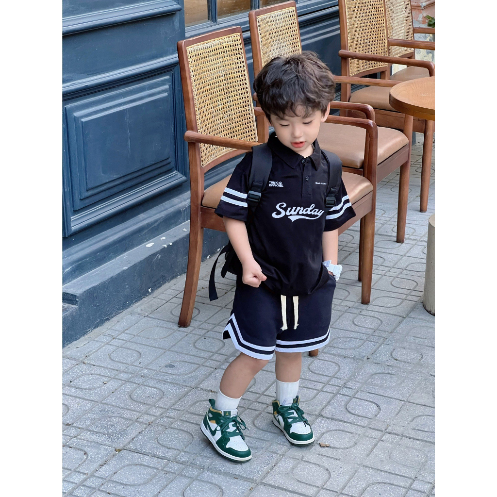 Áo polo Sunday Tay Sọc cho bé chất cotton co giãn 4 chiều