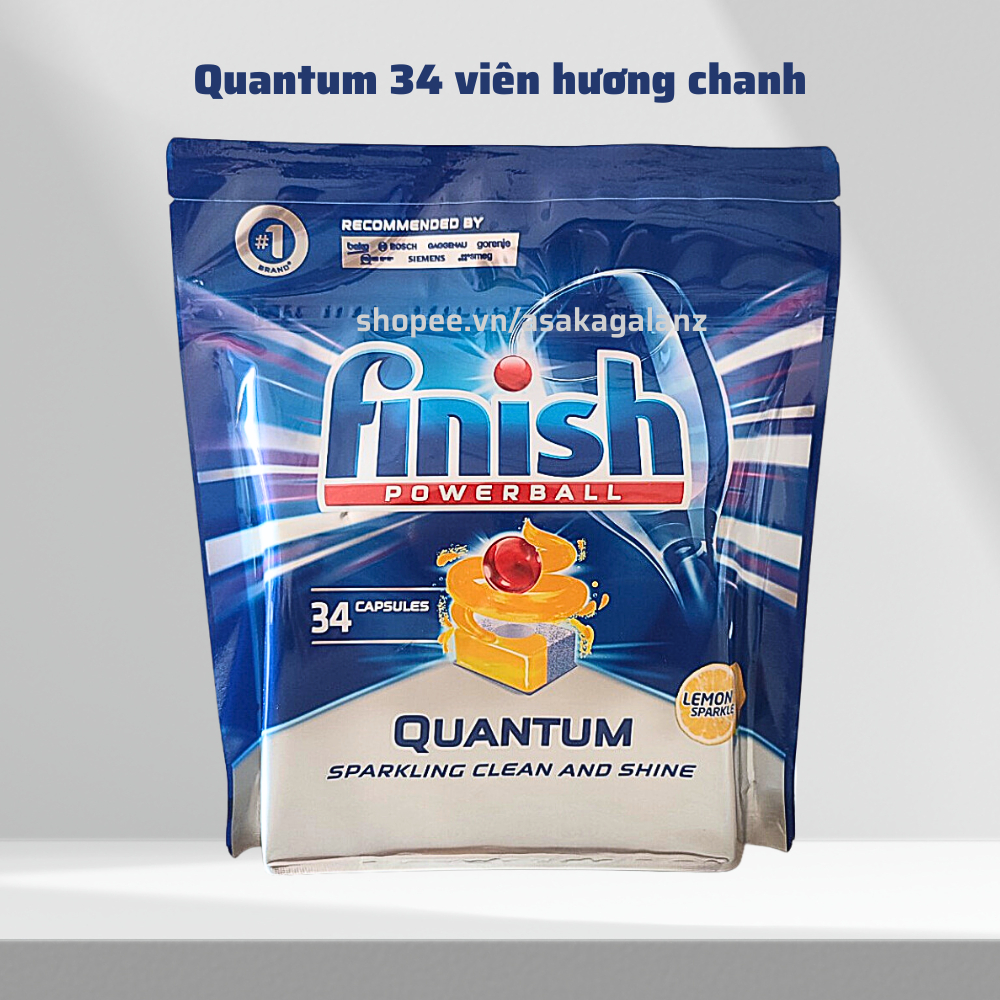 Viên rửa bát Finish quantum 34 viên hương chanh chuyên dùng cho máy rửa bát