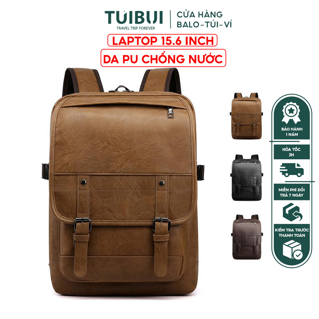 Balo đi học cao cấp thời trang nam nữ unisex Túi Bụi  chất liệu da Pu, ngăn để laptop máy tính 15,6 inch - TB02