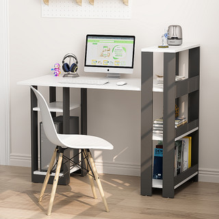Bàn làm việc học tập chống gù lưng kèm kệ sách thông minh decor phòng màu Đen- trắng IGA-GP09.1