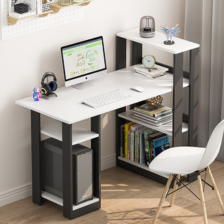 Bàn làm việc bàn gaming kết hợp kệ sách đảo chiều decor phòng kiểu Hàn màu đen-trắng thương hiệu IGA- GP09.1