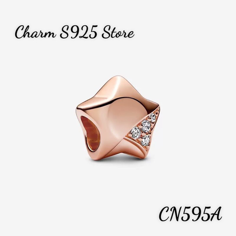 CHARM PAN ALE VÀNG HỒNG NGÔI SAO ĐÍNH ĐÁ BẠC S925 HÀNG CAO CẤP
