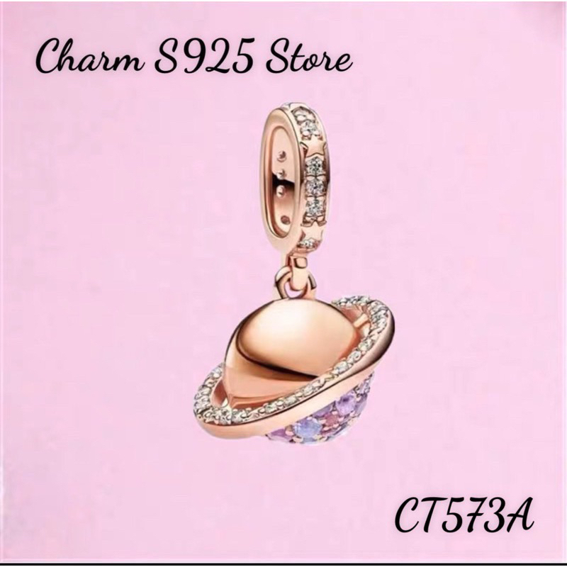 CHARM PAN ALE TREO VŨ TRỤ ĐÍNH ĐÁ VÀNG HỒNG S925 HÀNG CAO CẤP
