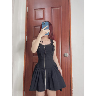 Váy jean trơn phối dây kéo phía trước cao cấp ( hình thật shop chụp ) - chất vải denim co giãn tốt - BEN Shop0807 M07