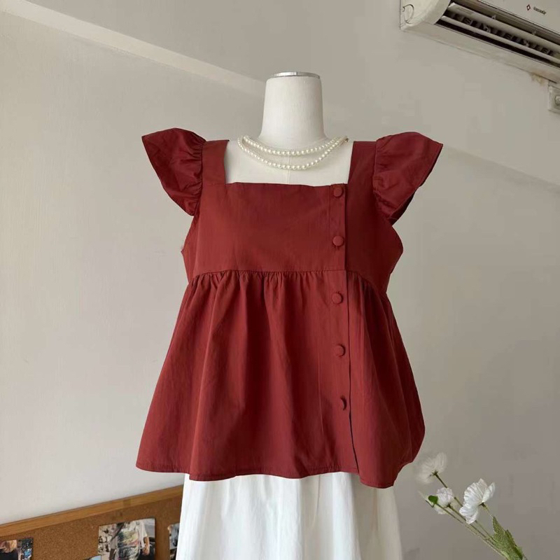 Áo babydoll cánh tiên cài cúc dễ thương qc