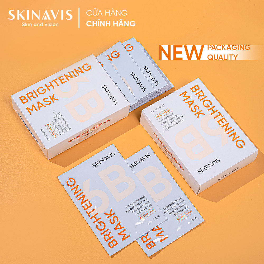 [SKINAVIS OFFICIAL] Mặt nạ trắng da Skinavis Brightening Mask - Hộp 10 miếng