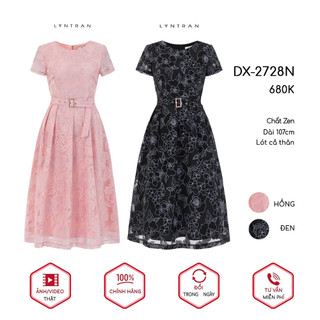 Váy xòe LYN TRAN DX-2728N ren hoa hai lớp Chất Zen Có Lớp Lót Lụa Mềm Mịn