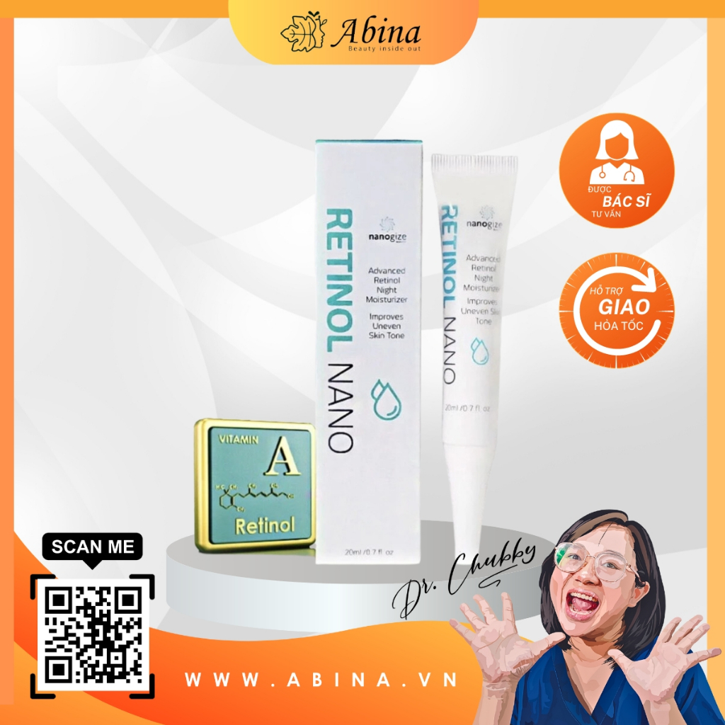 Retinol 0.5 công nghệ nano bọc không bong tróc chống lão hóa toàn diện, giảm sạm nám 20mL Dr Chubby