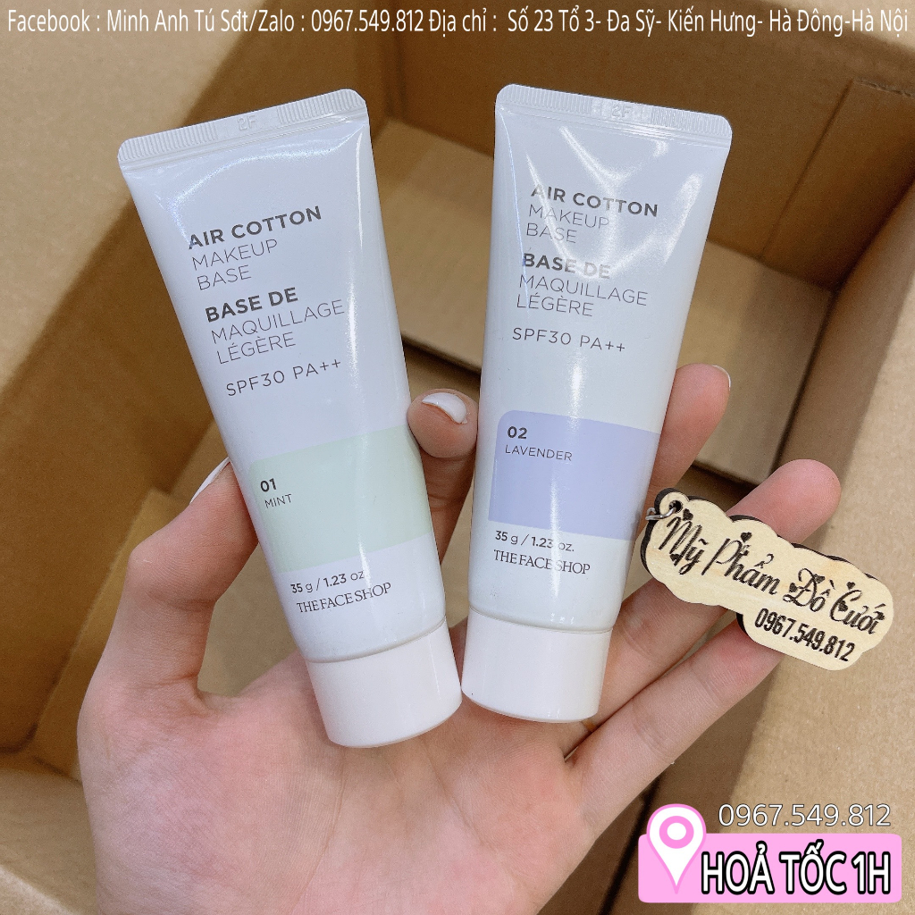 Kem Lót THE FACE SHOP Air Cotton Make Up Base Spf30 Pa++ 35g [Chính Hãng]