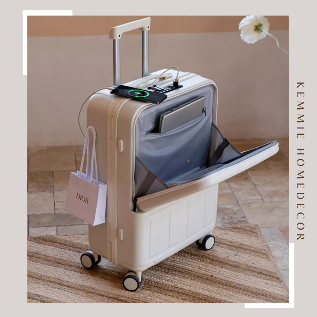 Kemmie Vali du lịch, Vali kéo tích hợp cổng sạc pin, Vali đa năng có sạc điện thoại 20/22/24/26 inches, Vali thế hệ mới
