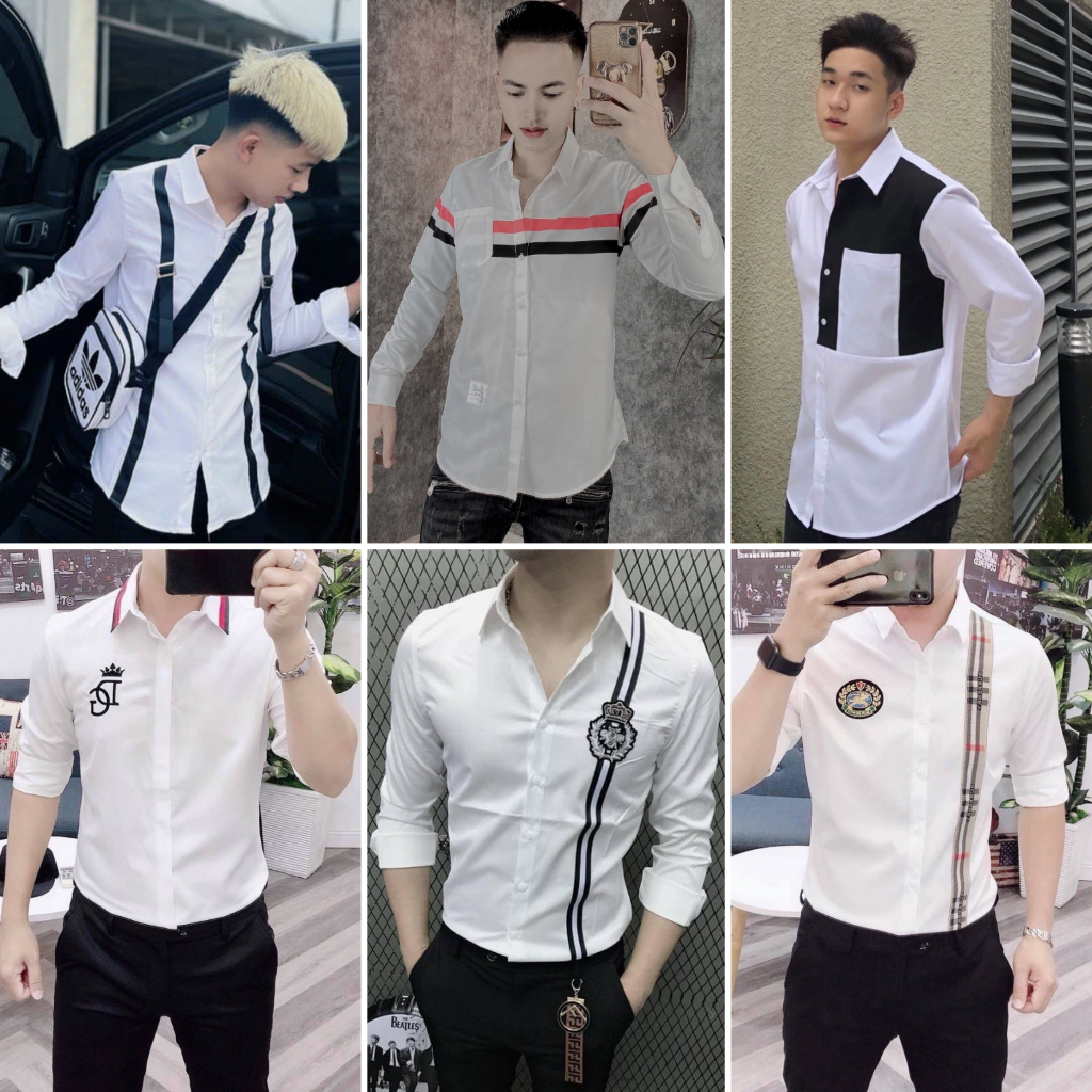 💥Áo sơ mi trắng nam dài tay, sơ mi lụa nam kiểu hàn quốc cao cấp họa tiết siêu đẹp thời trang trẻ trung