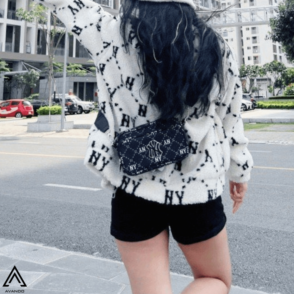 Túi NY MLB Unisex Black Ripstop Nylon Cao Cấp Có Túi Nhỏ, Hàng Xuất Full Tem Tag, Túi Đeo MLB NY Mini Mono