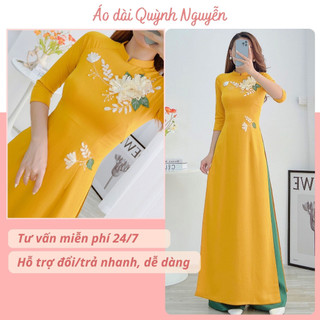 Áo dài cách tân, áo dài lụa tây thi đính hoa nổi tỉ mỉ mềm mại MÃ TK47