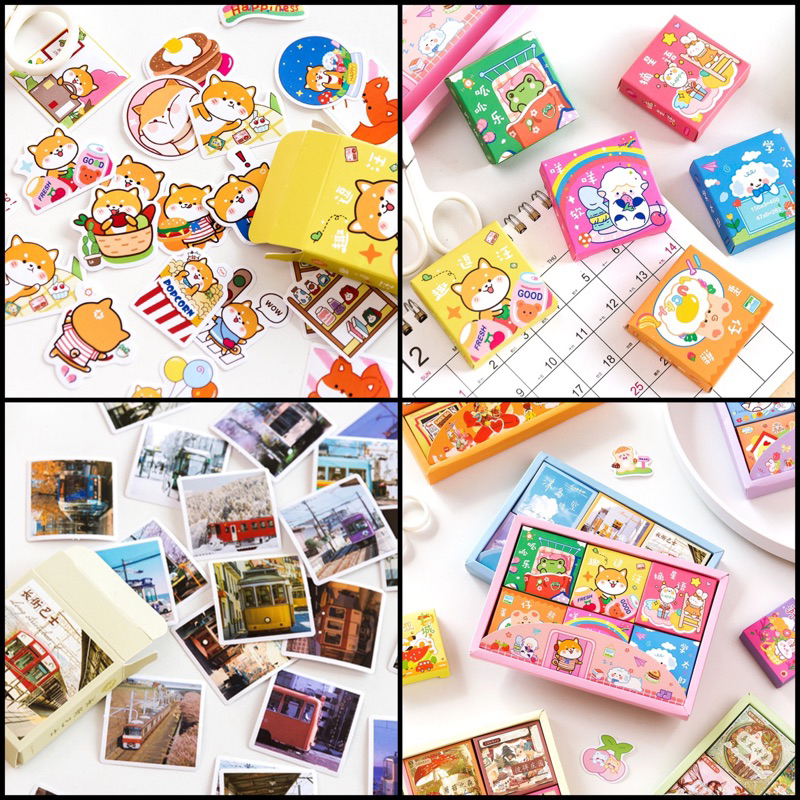 Bộ 300 miếng dán trang trí hoạ tiết hoạt hình, vintage Tiệm Ốc Sột-ST048