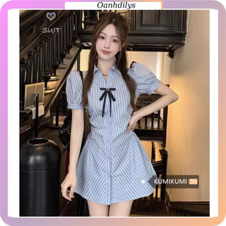 Váy sơ mi dáng chữ A ngắn tay, Đầm sơ mi dáng ngắn kèm quần đùi hàng order Taoabao nhà Oanhdilys
