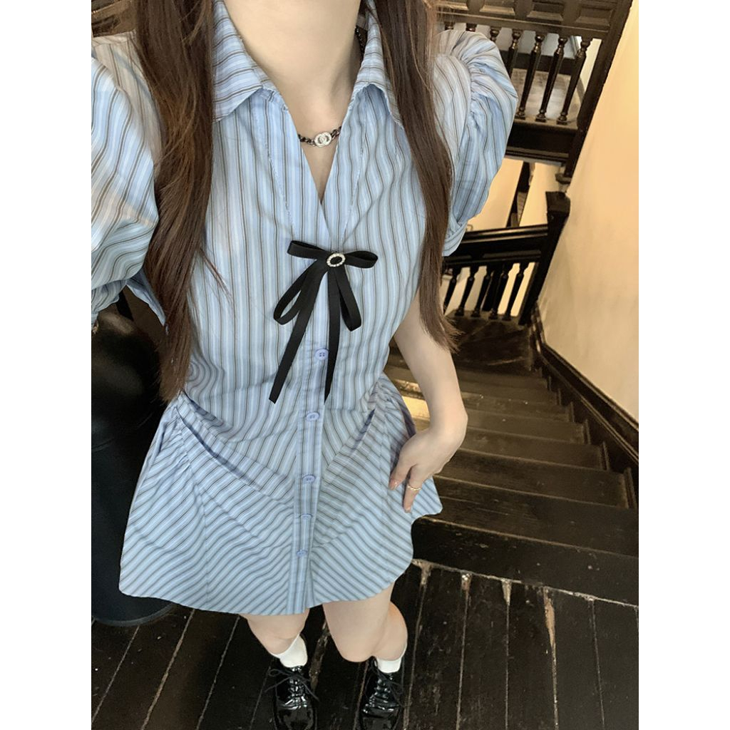 Váy sơ mi dáng chữ A ngắn tay, Đầm sơ mi dáng ngắn kèm quần đùi hàng order Taoabao nhà Oanhdilys
