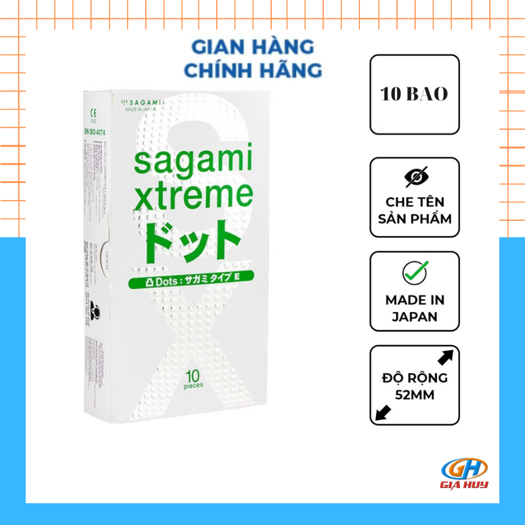 Bao Cao Su Gân gai Sagami Extreme White - Nhật Bản hộp 10 chiếc xanh