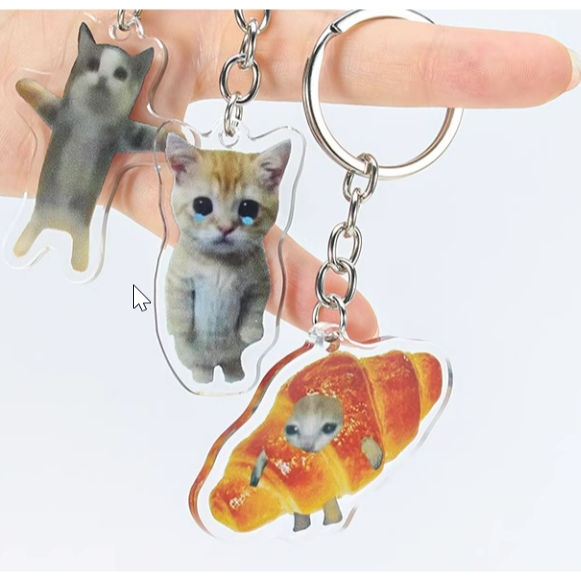 Móc khóa MÈO CHUỐI Banana Cat khóc nhè, mèo Happy Cat trang trí balo, chìa khóa dễ thương cute Mèo méo meo mèo meo