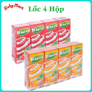 Lốc 4 hộp sữa chua uống yomost dâu/cam hộp 180ml