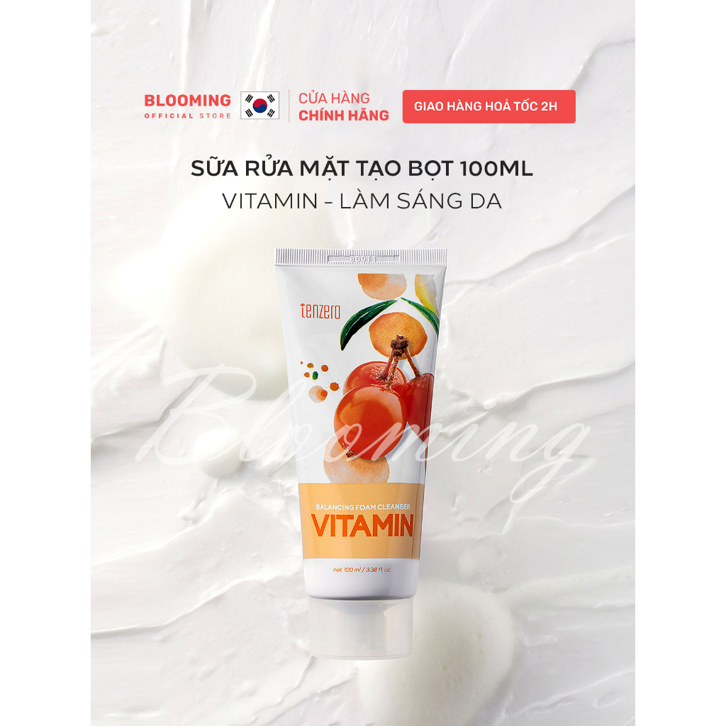 Sữa rửa mặt Ascorbic Acid cung cấp độ ẩm, làm sạch sâu Tenzero Balancing Foam Cleanser Ascorbic Acid 100ml