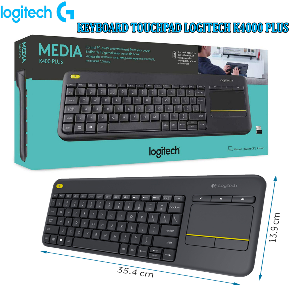 BÀN PHÍM KHÔNG DÂY LOGITECH K400 PLUS CÓ TÍCH HỢP BÀN DI CHUỘT