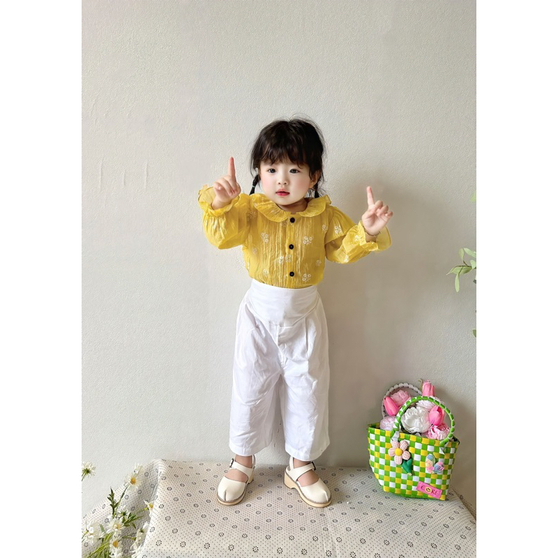 Áo đũi hoa vàng + quần hinim em bé nanci room