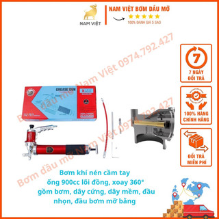 Bơm mỡ hơi khí nén phụ kiện nam việt - bình bơm mỡ dung tích 900cc chất liệu thép bền bỉ dùng cho mỡ sâu