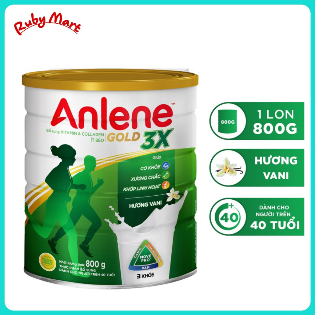 [Date 3.2025] Sữa bột Anlene 3X Vani lon 800g
