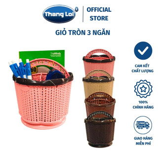 Rổ Tròn Hoa Có Quai Bằng Nhựa Đựng Bút Viết, Đựng Đũa, Đựng Hũ Gia Vị Tiện Lợi