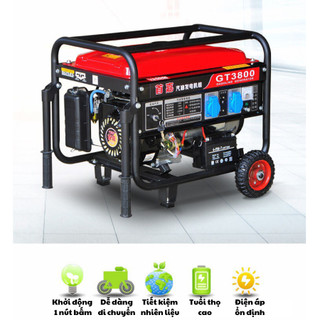 Máy phát điện gt3800 chạy xăng tiết kiệm nhiên liệu, độ ồn thấp, sử dụng cùng lúc nhiều thiết bị như tủ lạnh, điều hòa