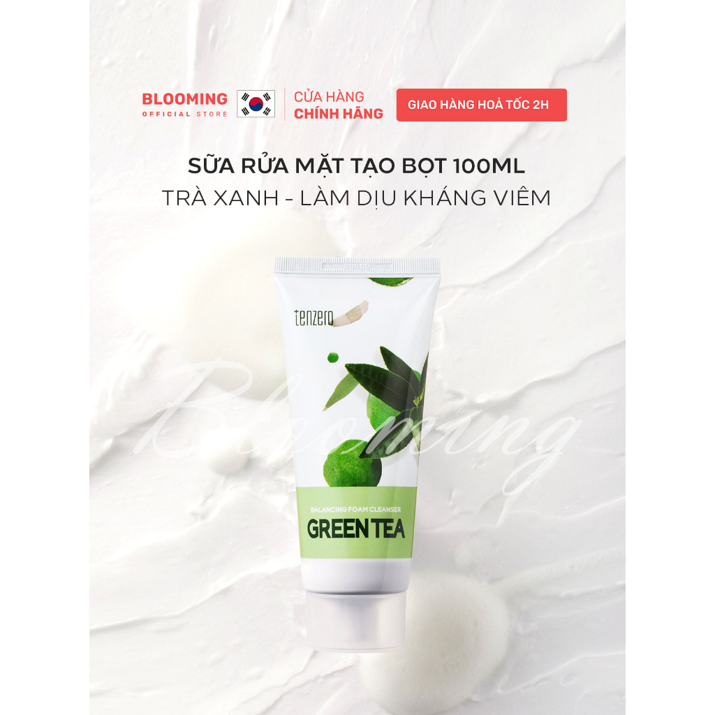 Sữa rửa mặt trà xanh cung cấp độ ẩm, làm sạch sâu Tenzero Balancing Foam Cleanser Green Tea 100ml