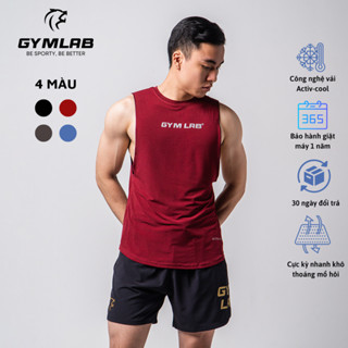 Áo Tanktop thể thao tập gym nam Gymlab form thoải mái vải poly mềm mại - MID LOGO