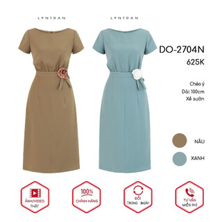 Váy ôm LYN TRAN DO-2704N eo nhún kết hoa Chất Chéo Ý Mềm Mịn Trơn Sóng