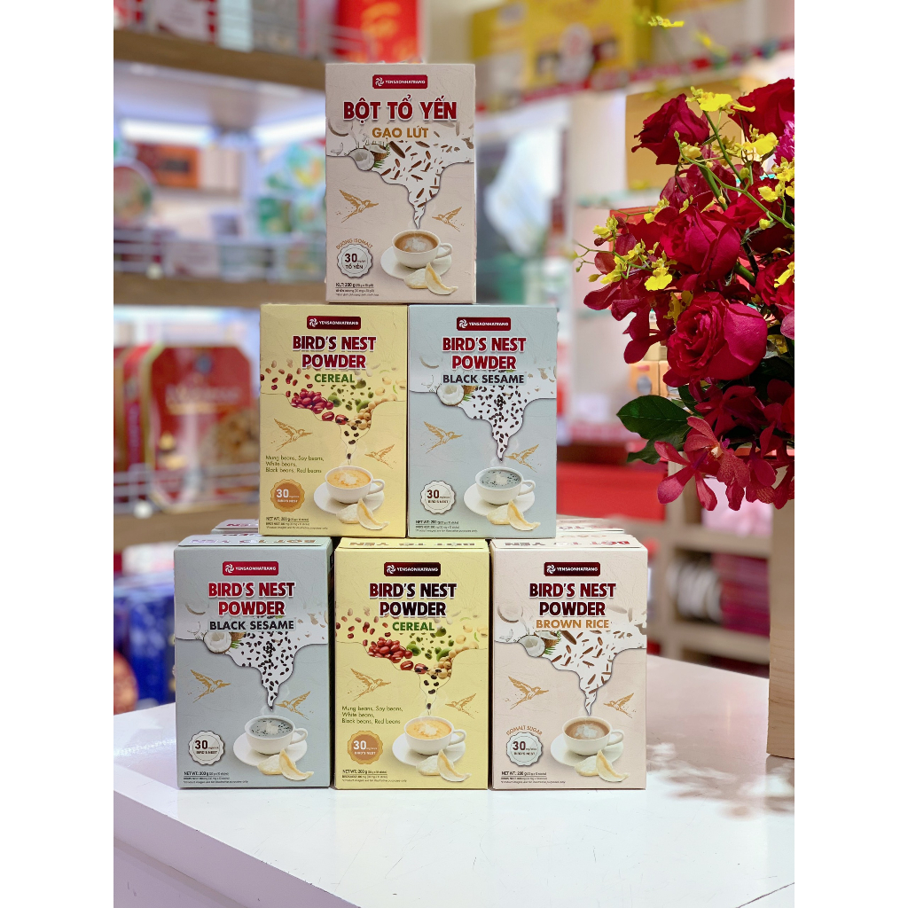 Bột Tổ Yến Ngũ Cốc/ Gạo Lứt/ Mè Đen Yến Sào Nha Trang 200g (Chính Hãng)