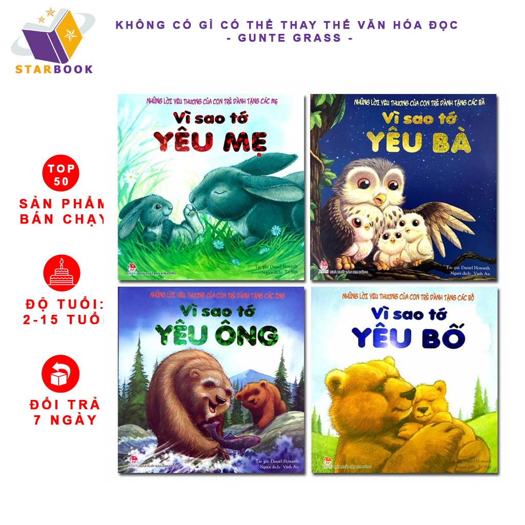 Sách - Combo Vì Sao Tớ Yêu Ông, Bà, Bố, Mẹ Trọn Bộ 4 Cuốn Cho Bé Từ 2-15 Tuổi