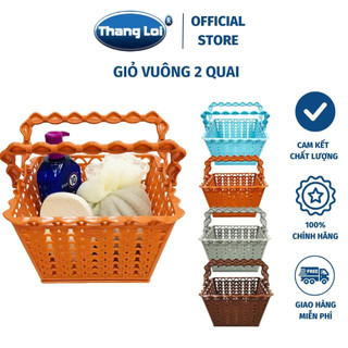 Giỏ đựng đồ vuông 2 quai Nhựa Thắng Lợi size 22x22x12cm